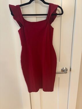 Fashion Nova Red Square-Neck Bodycon Mini Dress
